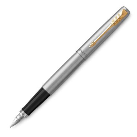 Ручка перьевая PARKER "Jotter Stainless Steel GT", корпус серебристый, позолота, синяя, 2030948 Ручка перьевая PARKER "Jotter Stainless Steel GT", корпус серебристый, позолота, синяя, 2030948