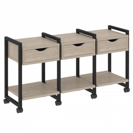 Loft Тумба на колесных опорах наборная. Вариант №4 VR.L-TN-4.K Дуб аттик/Чёрный металл 1440*460*767