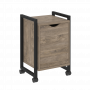 Loft Тумба на колесных опорах с распашным фасадом VR.L-T2.K Тиквуд тёмный/Чёрный металл 500*460*767 Loft Тумба на колесных опорах с распашным фасадом VR.L-T2.K Тиквуд тёмный/Чёрный металл 500*460*767