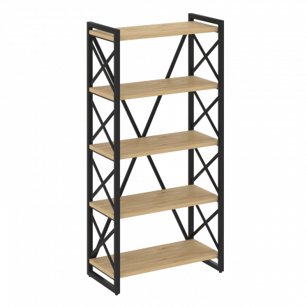 Loft Стеллаж на регулируемых опорах-5 полок VR.L-MST.O-5.8 Тиквуд светлый/Чёрный металл 800*400*1650 Loft Стеллаж на регулируемых опорах-5 полок VR.L-MST.O-5.8 Тиквуд светлый/Чёрный металл 800*400*1650