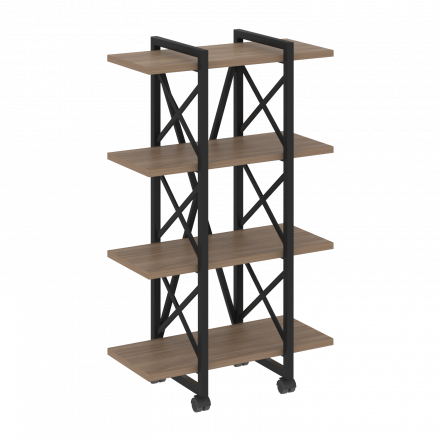 Loft Стеллаж на колесных опорах-4 полки VR.L-MST.K-4.4V Дуб аризона/Чёрный металл 800*400*1334