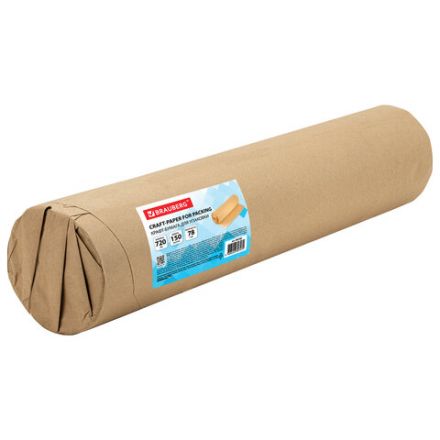 Крафт-бумага в рулоне, 720 мм x 150 м, плотность 78 г/м2, Марка А (Коммунар), BRAUBERG, 440185 Крафт-бумага в рулоне, 720 мм x 150 м, плотность 78 г/м2, Марка А (Коммунар), BRAUBERG, 440185