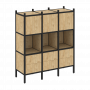 Loft Прямой стеллаж наборный VR.L-08 Тиквуд светлый/Чёрный металл 1278*446*1458