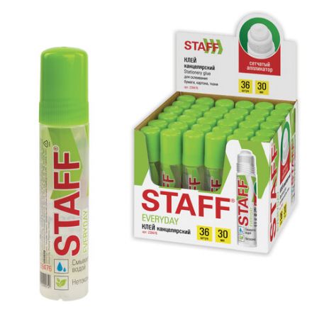 Клей канцелярский STAFF EVERYDAY 30 мл, сетчатый аппликатор, 228476 Клей канцелярский STAFF EVERYDAY 30 мл, сетчатый аппликатор, 228476