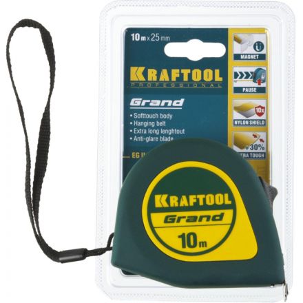 Рулетка KRAFTOOL Grand, 10 м х 25 мм, (34022-10-25) Рулетка KRAFTOOL Grand, 10 м х 25 мм, (34022-10-25)