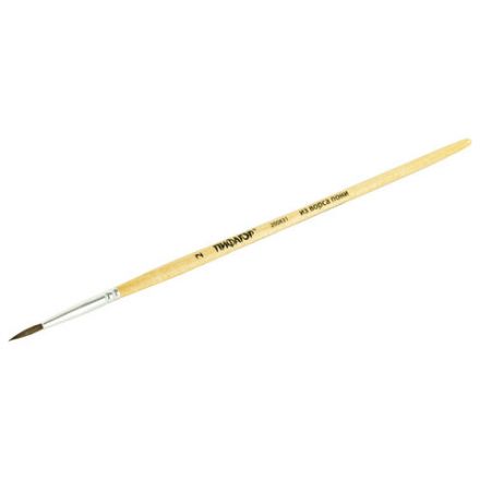 Кисть ПИФАГОР, ПОНИ, круглая, № 2, деревянная лакированная ручка, с колпачком, 200831 Кисть ПИФАГОР, ПОНИ, круглая, № 2, деревянная лакированная ручка, с колпачком, 200831