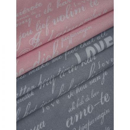 Постельное белье 1,5сп микрофибра Heart (нав. 70х70 2 шт), серый/розовый