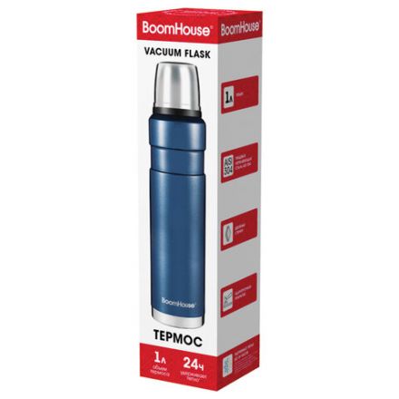 Термос 1 л, BOOMHOUSE (БУМХАУС) DARKBLUE, нержавеющая сталь SUS304, молотковая эмаль, крышка/кружка, синий, 700310 Термос 1 л, BOOMHOUSE (БУМХАУС) DARKBLUE, нержавеющая сталь SUS304, молотковая эмаль, крышка/кружка, синий, 700310