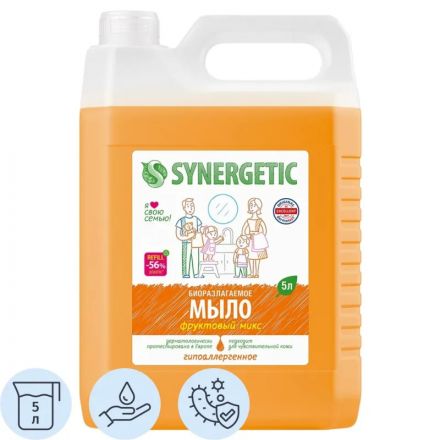 Мыло жидкое Synergetic Фруктовый микс 5л Мыло жидкое Synergetic Фруктовый микс 5л
