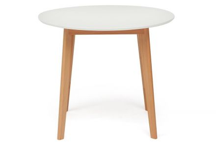 Стол обеденный BOSCO (Боско) основание бук, столешница мдф, D900, Белый+Натуральный ( Бук) Стол обеденный BOSCO (Боско) основание бук, столешница мдф, D900, Белый+Натуральный ( Бук)