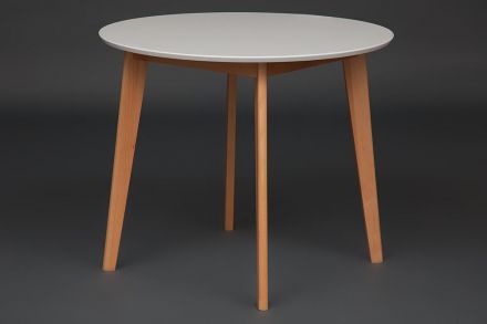 Стол обеденный BOSCO (Боско) основание бук, столешница мдф, D900, Белый+Натуральный ( Бук) Стол обеденный BOSCO (Боско) основание бук, столешница мдф, D900, Белый+Натуральный ( Бук)