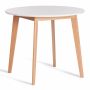 Стол обеденный TetChair Боско/Bosco МДФ/бук, D900, белый/натуральный бук