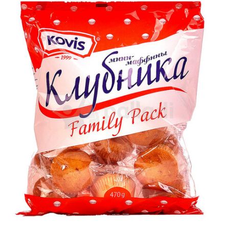 Кекс KOVIS мини-маффины с клубничным кремом, 470 г, пакет, 11899 Кекс KOVIS мини-маффины с клубничным кремом, 470 г, пакет, 11899