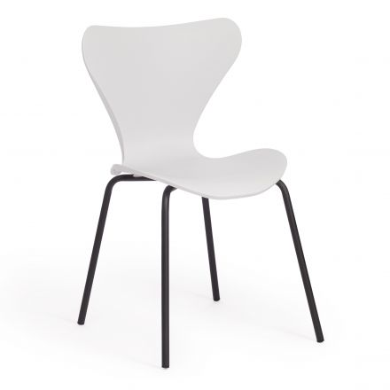 Стул Якобсен/Jacobsen (мод DC 102) пластик/металл, 50 х 46 х 82 см , белый 018/черный