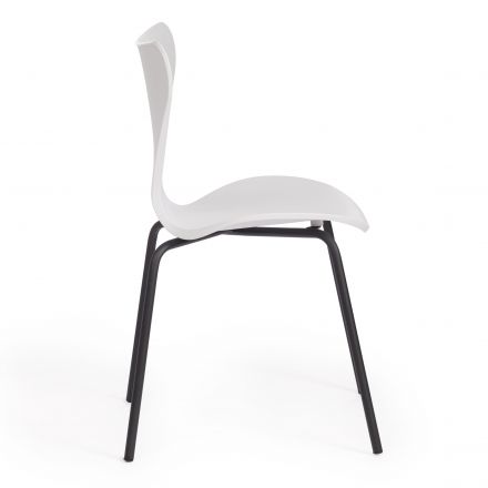 Стул Якобсен/Jacobsen (мод DC 102) пластик/металл, 50 х 46 х 82 см , белый 018/черный