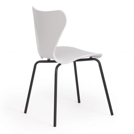 Стул Якобсен/Jacobsen (мод DC 102) пластик/металл, 50 х 46 х 82 см , белый 018/черный