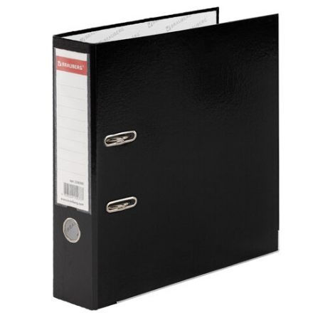 Папка-регистратор, покрытие пластик, 75 мм, ПРОЧНАЯ, с уголком, BRAUBERG, черная, 226595