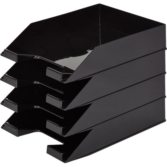 Лоток для бумаг горизонтальный Attache черный (4 штуки в упаковке)