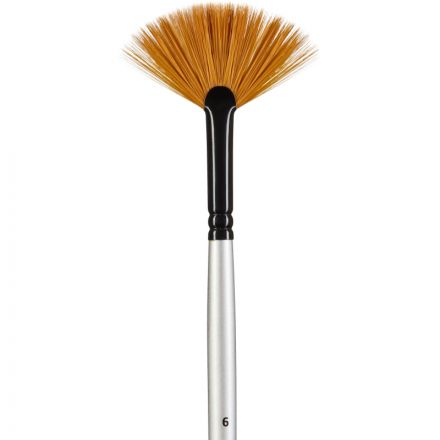 Кисть художественная Комус Арт синтетика мягкая, веерная, №6, длинная ручка Кисть художественная Комус Арт синтетика мягкая, веерная, №6, длинная ручка