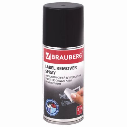 Удалитель наклеек, этикеток, следов клея, битума, антискотч-спрей BRAUBERG MAX, 210 мл, 607163