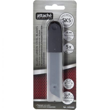 Лезвие для ножей запасное Attache Selection 18мм сегм.воронение,SK5, 5шт/уп Лезвие для ножей запасное Attache Selection 18мм сегм.воронение,SK5, 5шт/уп