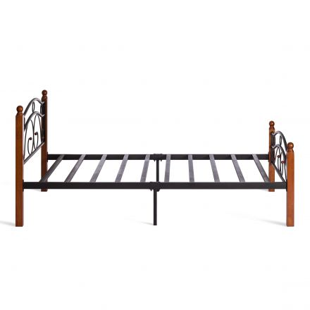 Кровать AT-803, дерево гевея/металл, 160*200 см (Queen bed), красный дуб/черный