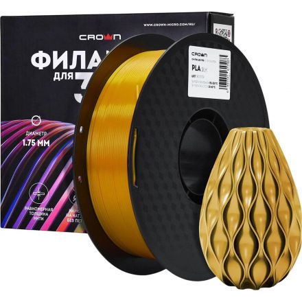 Пластик филамент Crown Micro CM-FILPLAS007Gd PLA Silk 1.75 1кг золотой Пластик филамент Crown Micro CM-FILPLAS007Gd PLA Silk 1.75 1кг золотой