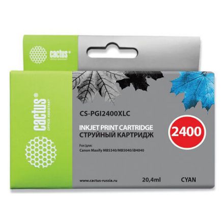 Картридж струйный CACTUS (CS-PGI2400XLC) для CANON iB4040/MB5040/MB5340, голубой Картридж струйный CACTUS (CS-PGI2400XLC) для CANON iB4040/MB5040/MB5340, голубой