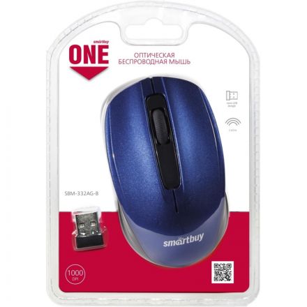 Мышь компьютерная Smartbuy ONE 332 WLS синяя (SBM-332AG-B)/60