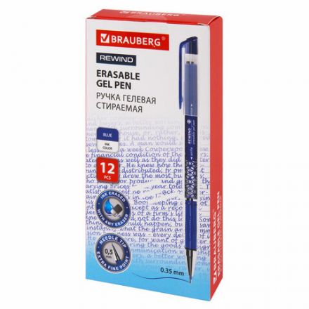 Ручка стираемая гелевая BRAUBERG "REWIND", СИНЯЯ, игольчатый узел 0,5 мм, линия письма 0,35 мм, 144095 Ручка стираемая гелевая BRAUBERG "REWIND", СИНЯЯ, игольчатый узел 0,5 мм, линия письма 0,35 мм, 144095