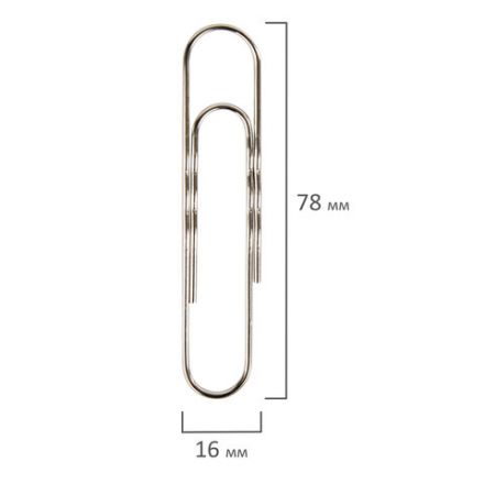 Скрепки большие 78 мм, BRAUBERG, никелированные, гофрированные, 50 шт., в картонной коробке, 270450 Скрепки большие 78 мм, BRAUBERG, никелированные, гофрированные, 50 шт., в картонной коробке, 270450