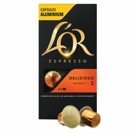 Кофе в алюминиевых капсулах L'OR "Espresso Delizioso" для кофемашин Nespresso, 10 порций, ФРАНЦИЯ, 4028608 Кофе в алюминиевых капсулах L'OR "Espresso Delizioso" для кофемашин Nespresso, 10 порций, ФРАНЦИЯ, 4028608