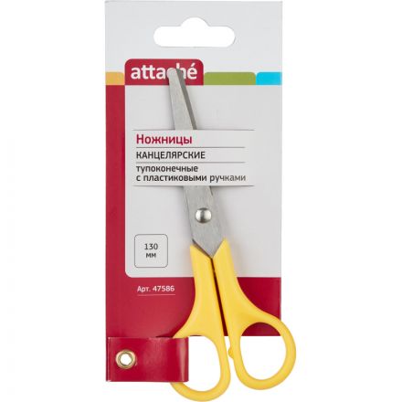 Ножницы Attache 130 мм тупоконечные с пластиковыми симметричными ручками желтого цвета