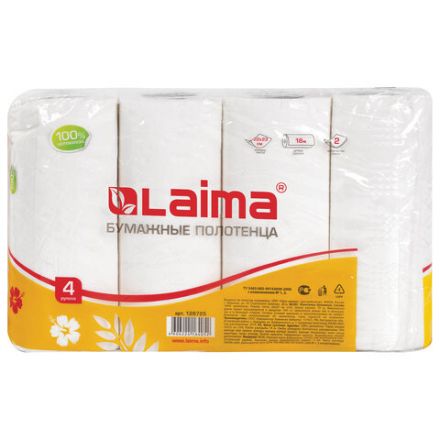 Полотенца бумажные бытовые, спайка 4 шт., 2-х слойные, (4х18 м), LAIMA, 22х23 см, белые, 128725 Полотенца бумажные бытовые, спайка 4 шт., 2-х слойные, (4х18 м), LAIMA, 22х23 см, белые, 128725