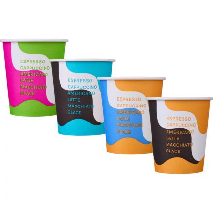 Стакан одноразовый бум 1сл 250 мл d-80мм Волна (MIX 4 диз.) 50шт/уп Стакан одноразовый бум 1сл 250 мл d-80мм Волна (MIX 4 диз.) 50шт/уп