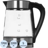 Чайник SCARLETT SC-EK27G55, стекло, 2200Вт, 1.7л, черный