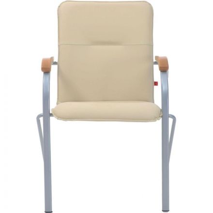 Конференц-кресло Samba светло-бежевый (искусственная кожа/бук/металл серебристый)