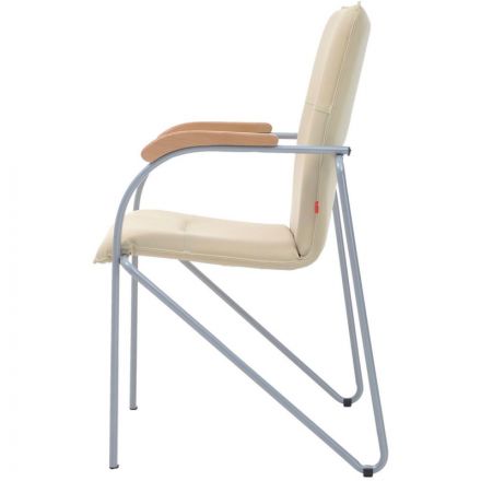 Конференц-кресло Samba светло-бежевый (искусственная кожа/бук/металл серебристый)