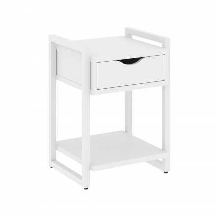 Loft Тумба на регулируемых опорах с ящиком и полкой VR.L-T1.O Белый бриллиант/Белый металл 500*460*719 Loft Тумба на регулируемых опорах с ящиком и полкой VR.L-T1.O Белый бриллиант/Белый металл 500*460*719