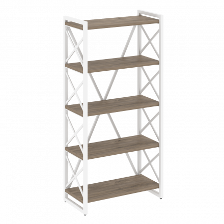 Loft Стеллаж на регулируемых опорах-5 полок VR.L-MST.O-5.8 Тиквуд тёмный/Белый металл 800*400*1650 Loft Стеллаж на регулируемых опорах-5 полок VR.L-MST.O-5.8 Тиквуд тёмный/Белый металл 800*400*1650