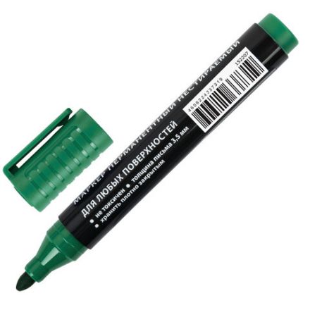 Маркер перманентный ULTRA MARKER, ЗЕЛЕНЫЙ, 3,5 мм, с клипом, BRAUBERG, 152207 Маркер перманентный ULTRA MARKER, ЗЕЛЕНЫЙ, 3,5 мм, с клипом, BRAUBERG, 152207