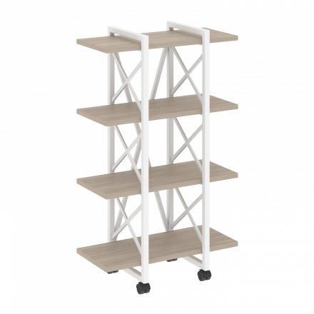 Loft Стеллаж на колесных опорах-4 полки VR.L-MST.K-4.4V Дуб аттик/Белый металл 800*400*1334 Loft Стеллаж на колесных опорах-4 полки VR.L-MST.K-4.4V Дуб аттик/Белый металл 800*400*1334