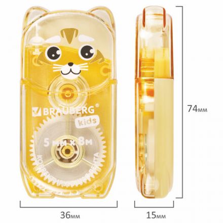 Корректирующая лента BRAUBERG KIDS "ЗВЕРЯТА", 5 мм х 8 м, механизм перемотки, корпус ассорти, блистер, 272499 Корректирующая лента BRAUBERG KIDS "ЗВЕРЯТА", 5 мм х 8 м, механизм перемотки, корпус ассорти, блистер, 272499