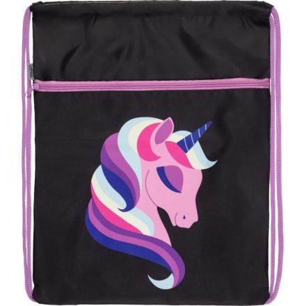 Мешок для обуви Комус Класс  Единорог, черный , 360х470 мм, карман, МО-26-2