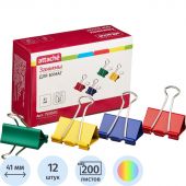 Зажимы для бумаг Attache 41 мм цветные (12 штук в упаковке) Зажимы для бумаг Attache 41 мм цветные (12 штук в упаковке)