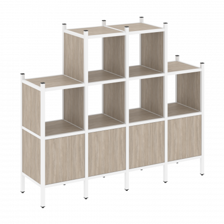 Loft Прямой стеллаж наборный VR.L-16 Дуб аттик/Белый металл 1694*446*1458