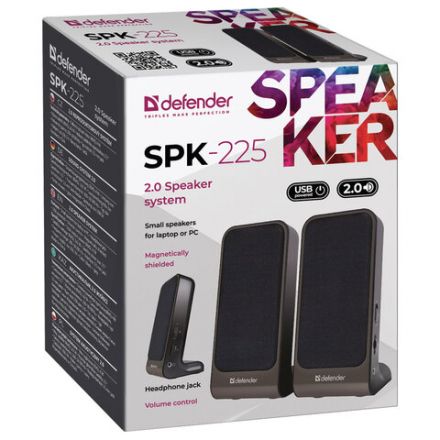 Колонки компьютерные DEFENDER SPK-225, 2.0, 4 Вт, пластик, черные, 65220 Колонки компьютерные DEFENDER SPK-225, 2.0, 4 Вт, пластик, черные, 65220
