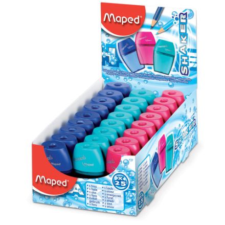 Точилка MAPED (Франция) "Shaker", с контейнером повышенной вместимости, ассорти, дисплей, 534753 Точилка MAPED (Франция) "Shaker", с контейнером повышенной вместимости, ассорти, дисплей, 534753