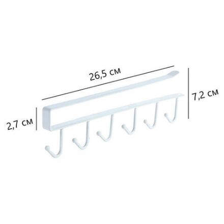 Держатель для полотенец и кухонной утвари 6 крючков подвесной для шкафов и полок LAIMA HOME, 608002 Держатель для полотенец и кухонной утвари 6 крючков подвесной для шкафов и полок LAIMA HOME, 608002