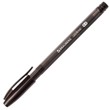 Ручка гелевая BRAUBERG "Gel Tone", ЧЕРНАЯ, корпус тонированный, игольчатый узел 0,5 мм, линия письма 0,35 мм, 141517